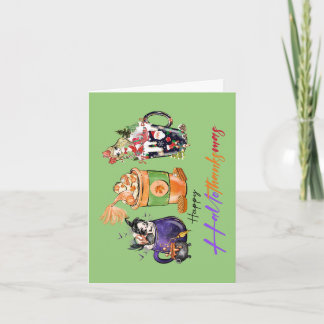 Hallothankmas Sticker with Mermaids Holiday Card