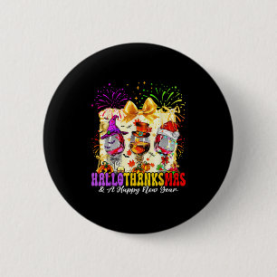 Hallothanksmas And A Happy New Year Wine Gles Fire 2 Inch Round Button