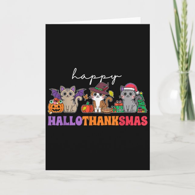 Hallothanksmas Cats _ Uni-adults, Uni-kids, Black, Card (Front)
