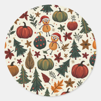 hallothanksmas classic round sticker
