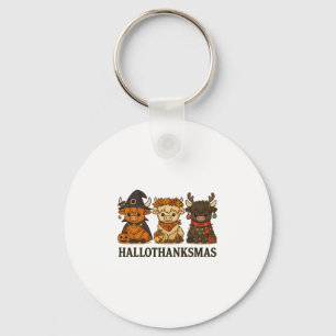 Hallothanksmas Cow Trio Halloween Thanksgiving Keychain