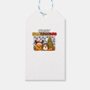 HalloThanksMas Funny Cute Halloween Thanksgiving C Gift Tags