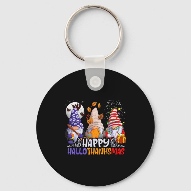 Hallothanksmas Gnomes Halloween Thanksgiving Chris Keychain (Front)