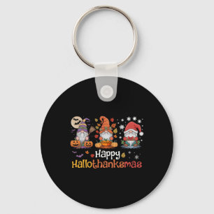 Hallothanksmas Gnomes Halloween Thanksgiving Chris Keychain