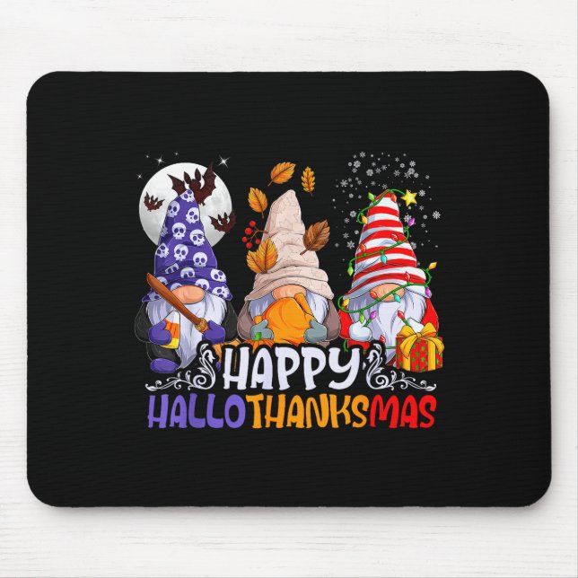 Hallothanksmas Gnomes Halloween Thanksgiving Chris Mouse Pad (Front)