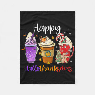 Hallothanksmas Gnomes Halloween Thanksgiving Merry Fleece Blanket