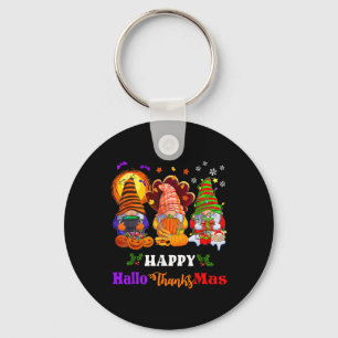 Hallothanksmas Gnomes Halloween Thanksgiving Merry Keychain