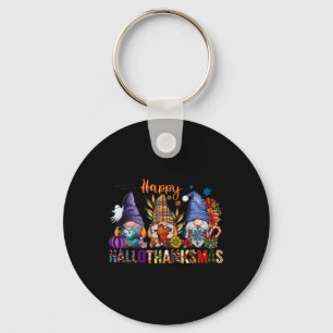 Hallothanksmas Gnomes Halloween Thanksgiving Merry Keychain