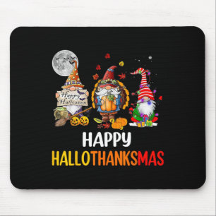 Hallothanksmas Gnomes Halloween Thanksgiving Merry Mouse Pad