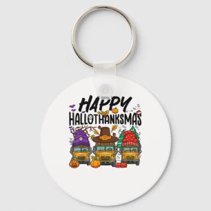 HalloThanksMas Halloween Thanksgiving Christmas Sc Keychain