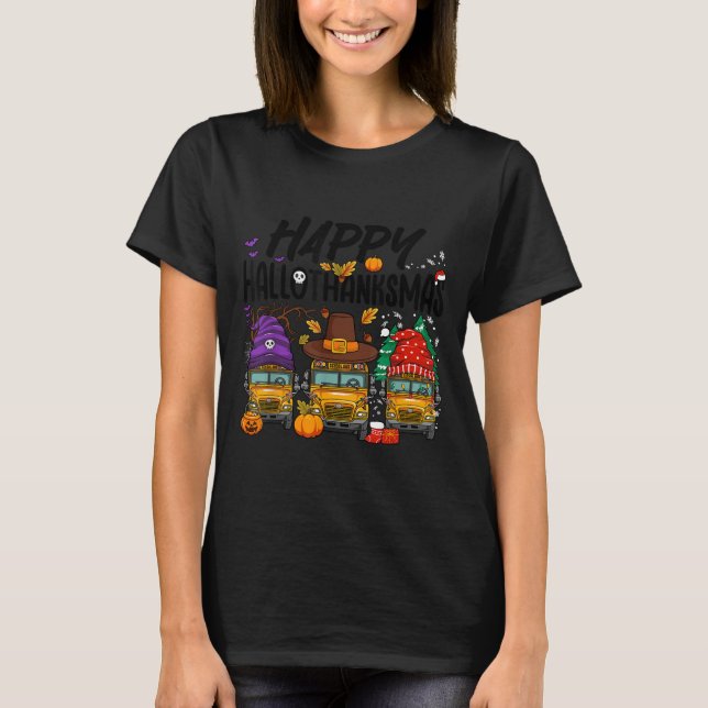 Hallothanksmas Halloween Thanksgiving Christmas Sc T-Shirt (Front)