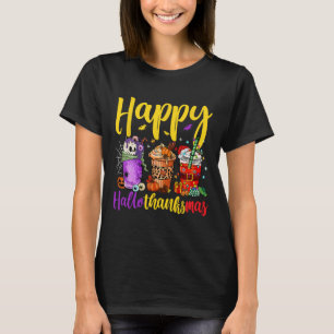 Hallothanksmas Latte Halloween Thanksgiving Merry T-Shirt