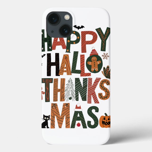 HalloThanksMas Perfect Holiday Gift Fun Festive Case-Mate iPhone Case (Back)