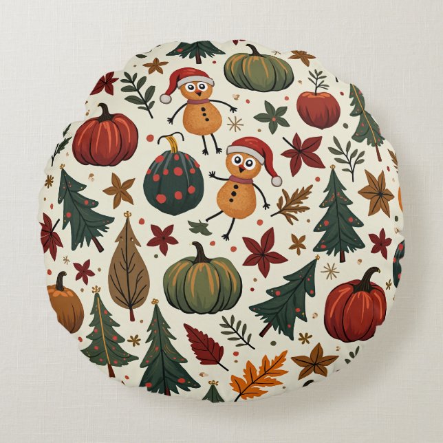 hallothanksmas round cushion (Front)