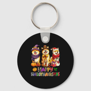 Hallothanksmas Shiba Dogs Halloween Christmas Pump Keychain
