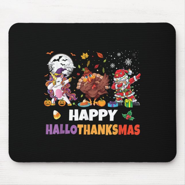 Hallothanksmas Shirt Kids Women Men Halloween Chri Mouse Pad (Front)