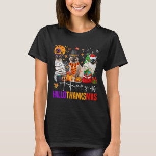 Hallothanksmas Siamese Cat Halloween Thanksgiving  T-Shirt