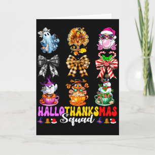 Hallothanksmas Squad Funny Halloween Thanksgiving Card