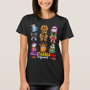 Hallothanksmas Squad Funny Halloween Thanksgiving  T-Shirt
