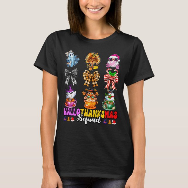 Hallothanksmas Squad Funny Halloween Thanksgiving  T-Shirt (Front)