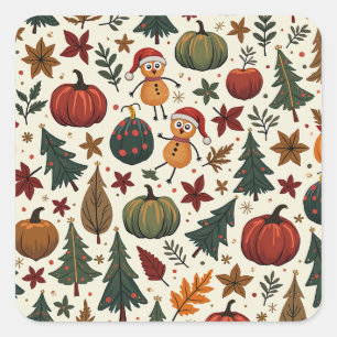 hallothanksmas  square sticker