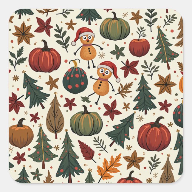 hallothanksmas  square sticker (Front)
