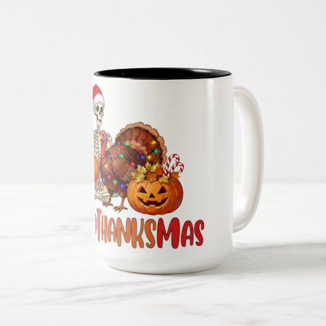 Hallothanksmas T-Shirt Baby Bodysuit Two-Tone Coffee Mug (Front Right)