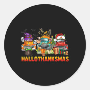 Hallothanksmas Trucks Halloween Thanksgiving Chris Classic Round Sticker