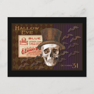 Hallow Eve Halloween Skull Postcard