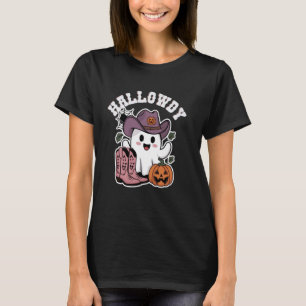 Hallowdy Halloween Cowboy Hat Boots Pumpkin & Ghos T-Shirt