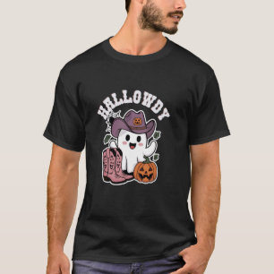 Hallowdy Halloween Cowboy Hat Boots Pumpkin & Ghos T-Shirt