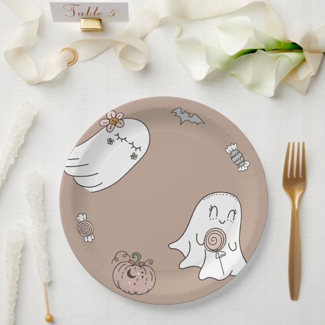  Hallowee Cute Ghost Birthday Party Paper Plate (Wedding)