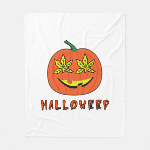 Halloweed Funny Hippie Pumpkin Halloween Fleece Blanket