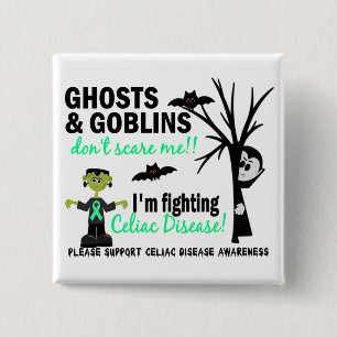 Halloween 1 Celiac Disease Warrior 2 Inch Square Button