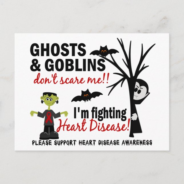 Halloween 1 Heart Disease Warrior Postcard (Front)