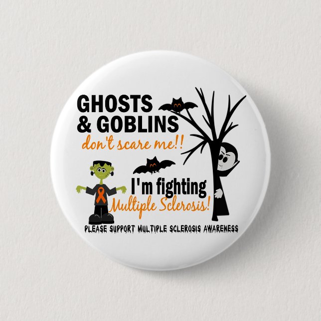 Halloween 1 Multiple Sclerosis Warrior 2 Inch Round Button (Front)