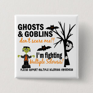Halloween 1 Multiple Sclerosis Warrior 2 Inch Square Button
