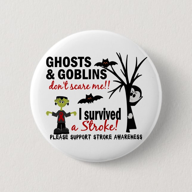 Halloween 1 Stroke Survivor 2 Inch Round Button (Front)
