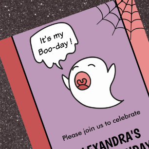 Halloween 1er anniversaire invitations fantôme ros