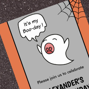 Halloween 1st birthday invitations cute ghost