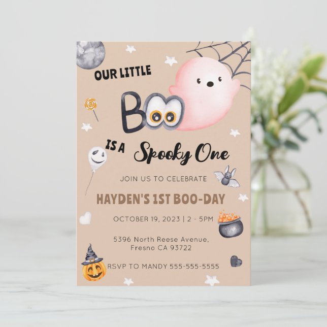 Halloween 1st Birthday Spooky One Gender Neutral   Invitation (Standing Front)