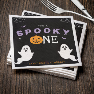 Halloween 1st Birthday Spooky One Ghost Gothic Napkin
