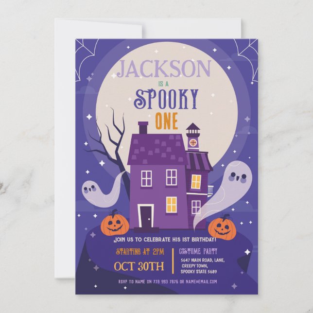 Halloween 1st Ghosts One Blue House Party Haunted Invitation (Front)
