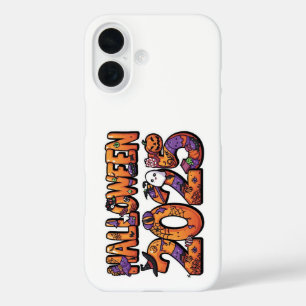 Halloween 2025 – Colourful Cartoon Cutout Sticker iPhone 16 Case