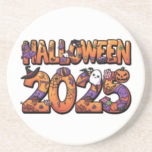 Halloween 2025 – Colourful Cartoon Cutout Sticker Coaster