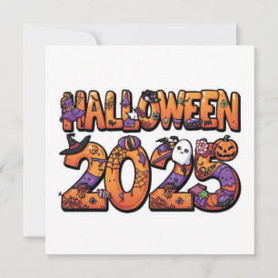 Halloween 2025 – Colourful Cartoon Cutout Sticker Invitation