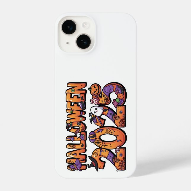 Halloween 2025 – Colourful Cartoon Cutout Sticker iPhone Case (Back)