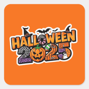 Halloween 2025 Magic – Festive Pumpkin Square Sticker