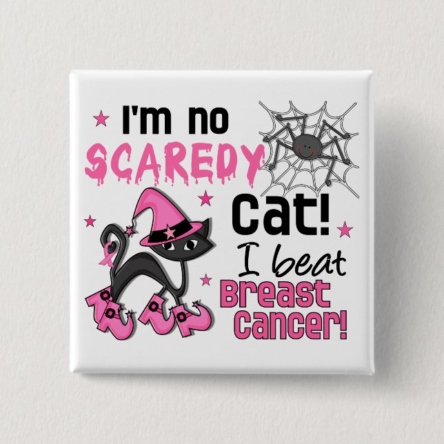 Halloween 2 Breast Cancer Survivor Inch Square Button (Front)