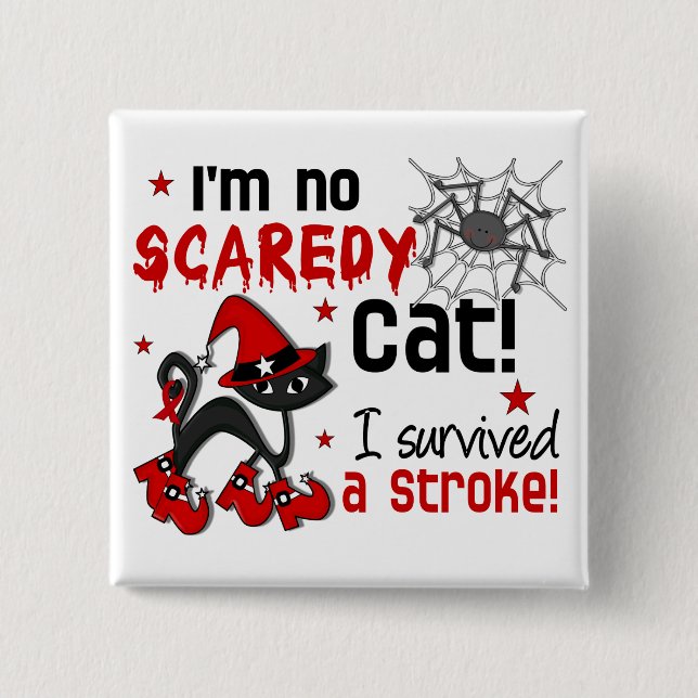 Halloween 2 Stroke Survivor 2 Inch Square Button (Front)